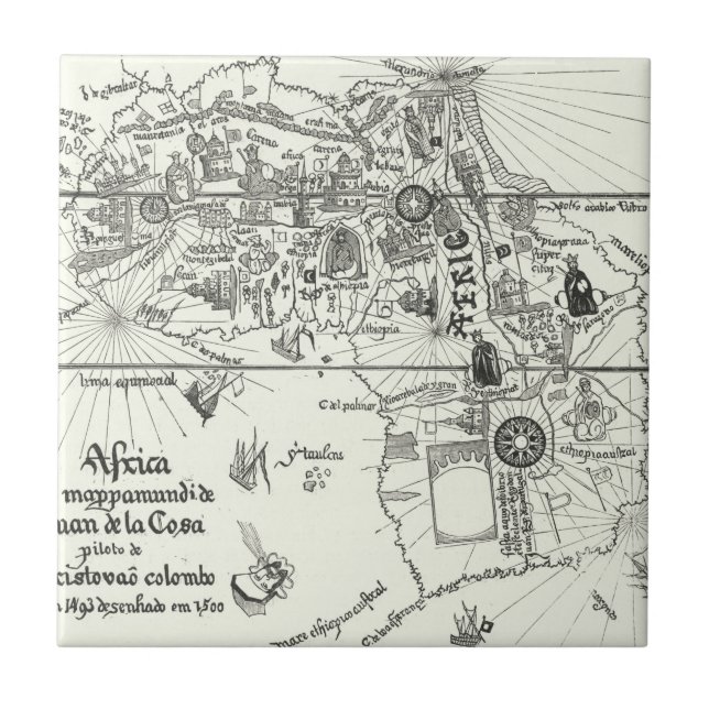 Azulejo De Cerâmica Mapa de África | 1500 (Frente)