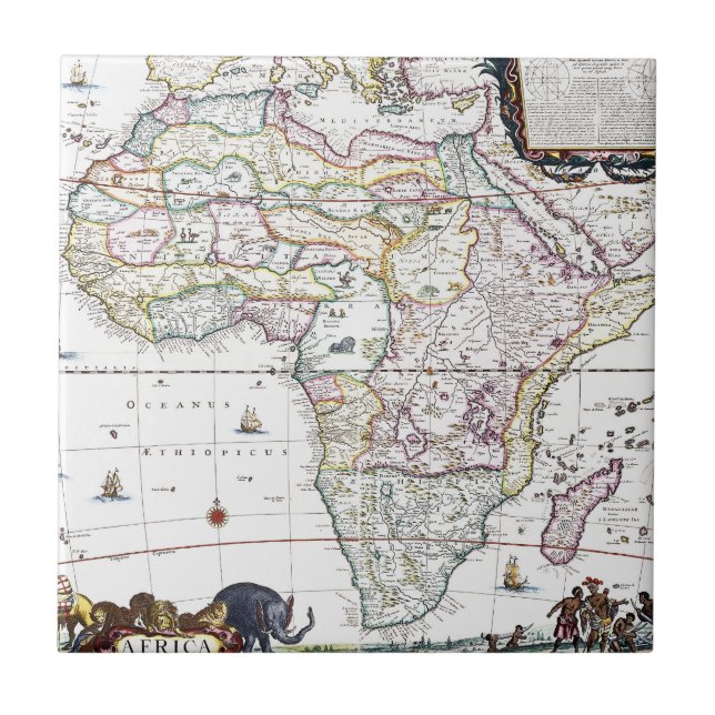 Azulejo De Cerâmica Mapa de África | 1696 (Frente)