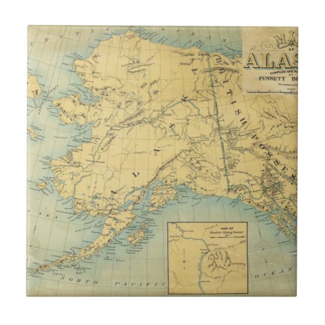 Azulejo De Cerâmica Mapa de Alaska (Frente)