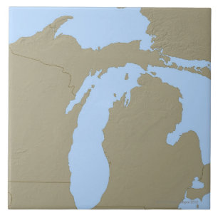 Azulejo De Cerâmica Mapa de alivio de Michigan