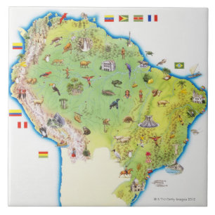 Azulejo De Cerâmica Mapa de Ámérica do Sul do norte