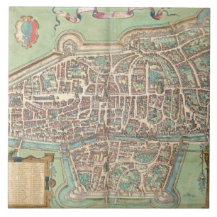 Azulejo De Cerâmica Mapa de Augsburg, de "Civitates Orbis Terrarum" b
