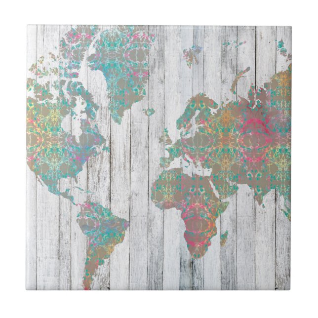 Azulejo De Cerâmica Mapa de Boho II (Frente)