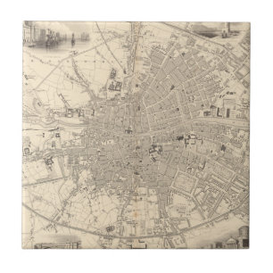 Azulejo De Cerâmica Mapa de Dublin, Ireland