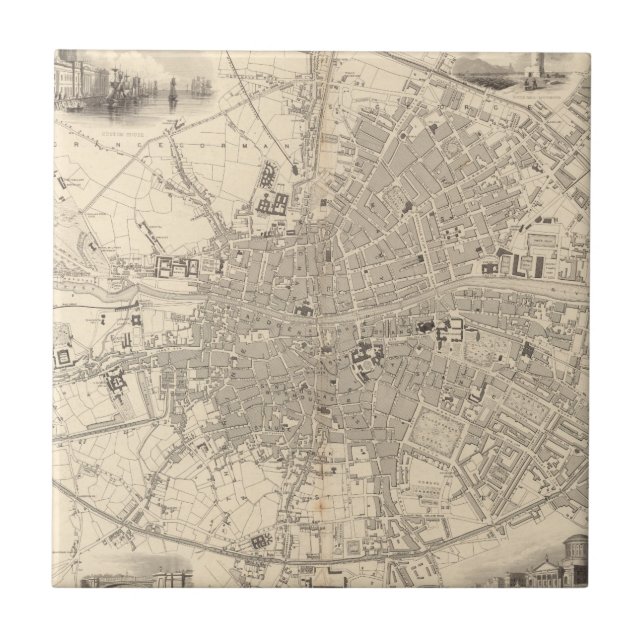 Azulejo De Cerâmica Mapa de Dublin, Ireland (Frente)