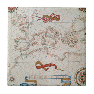 Azulejo De Cerâmica Mapa de Europa & costas do Norte de África