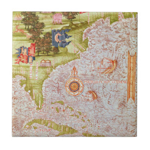 Azulejo De Cerâmica Mapa de Florida e das Antilhas