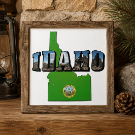 Azulejo De Cerâmica Mapa de Idaho, Selo e Texto de Imagem