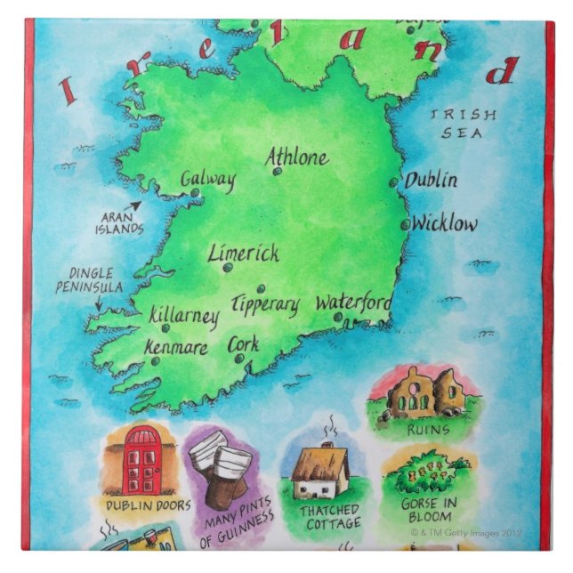 Azulejo De Cerâmica Mapa de Ireland (Frente)