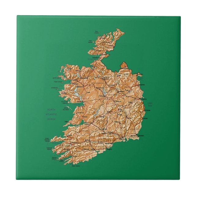 Azulejo De Cerâmica Mapa de Irlanda em Bloco (Frente)