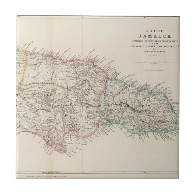 Azulejo De Cerâmica Mapa de Jamaica (Frente)