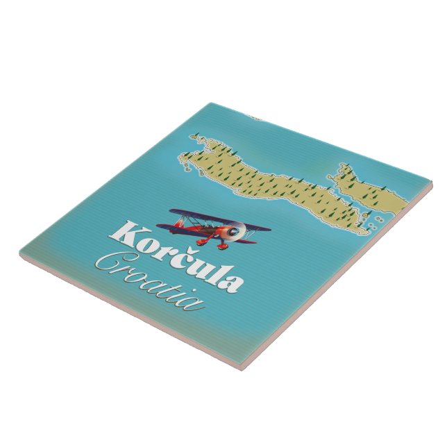 Azulejo De Cerâmica Mapa de Korčula Croácia Poster (Lateral)