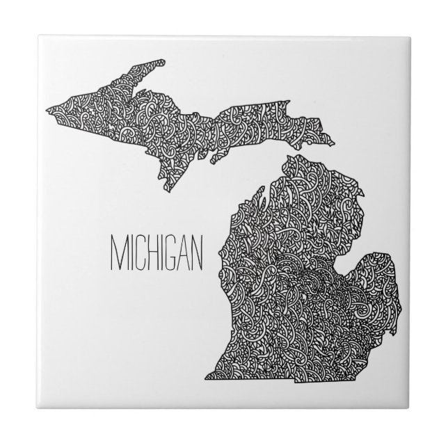 Azulejo De Cerâmica Mapa de Michigan (Frente)