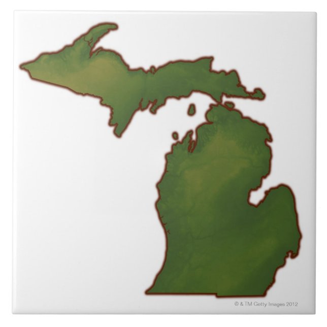 Azulejo De Cerâmica Mapa de Michigan 4 (Frente)