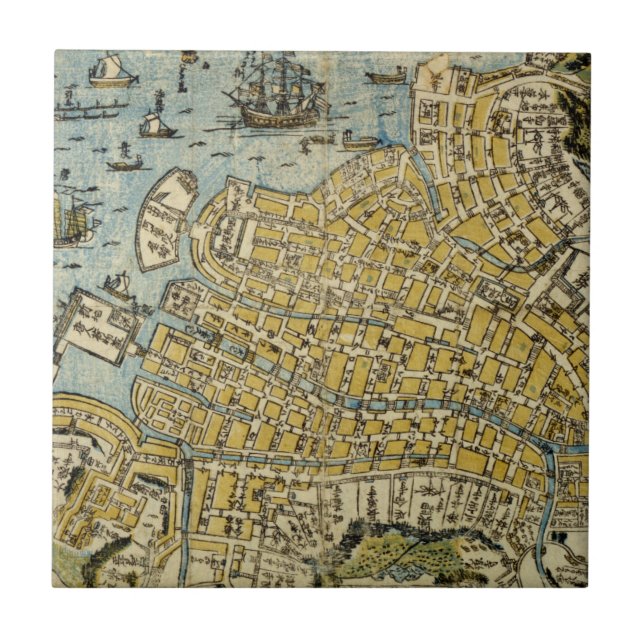 Azulejo De Cerâmica Mapa de Nagasaki (Frente)