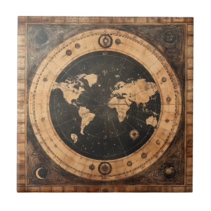 Azulejo De Cerâmica Mapa de Navegação Lunar Globo Mundial Náutico Anti