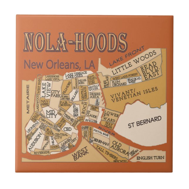 Azulejo De Cerâmica Mapa de Nola-Hoods (Frente)