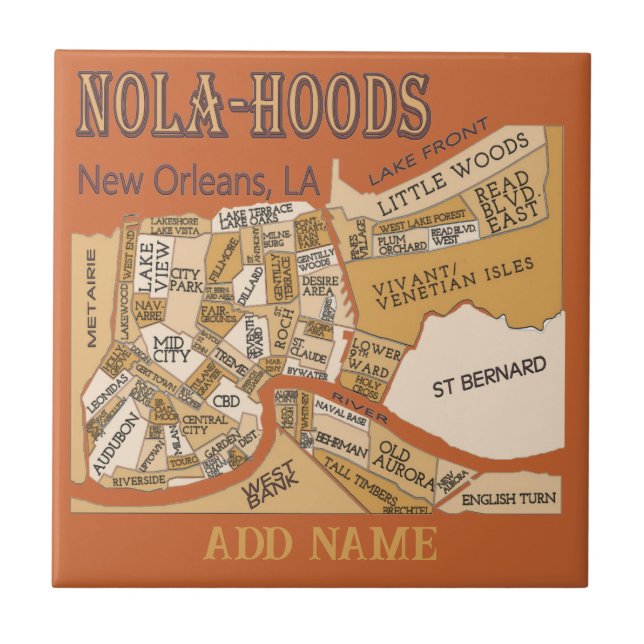 Azulejo De Cerâmica Mapa de Nola-Hoods (Frente)