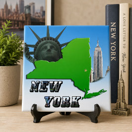 Azulejo De Cerâmica Mapa de Nova York, Estátua da Liberdade, Monumento