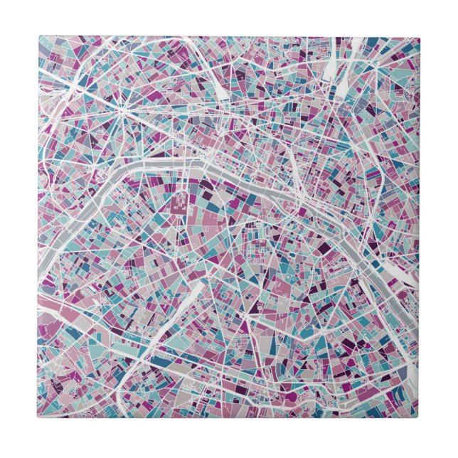 Azulejo De Cerâmica Mapa de Paris France (Frente)