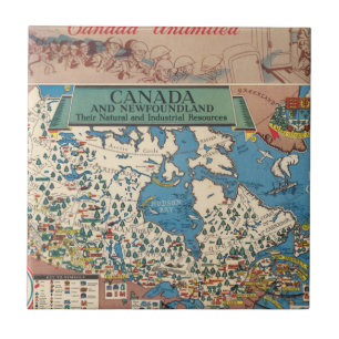 Azulejo De Cerâmica Mapa de recursos naturais e industriais de Canadá