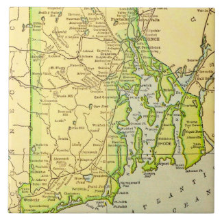 Azulejo De Cerâmica Mapa de Rhode Island em cartão-postal