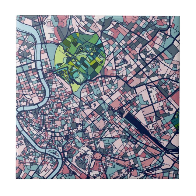 Azulejo De Cerâmica Mapa de Roma Italia (Frente)