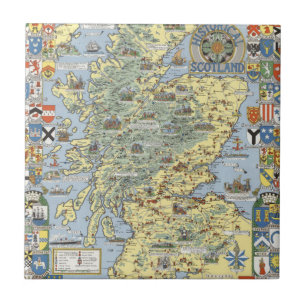 Azulejo De Cerâmica Mapa de Scotland histórico