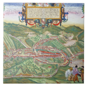Azulejo De Cerâmica Mapa de Serravalle, 'de Civitates Orbis Terrarum