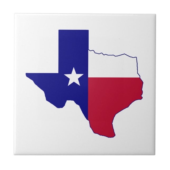 Azulejo De Cerâmica Mapa de Sinalizador do Texas (Frente)