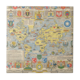 Azulejo De Cerâmica Mapa de United Nations do mundo