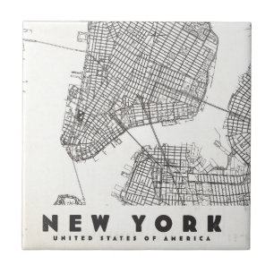 Azulejo De Cerâmica Mapa de Viagem Antigo da Cidade de Nova York
