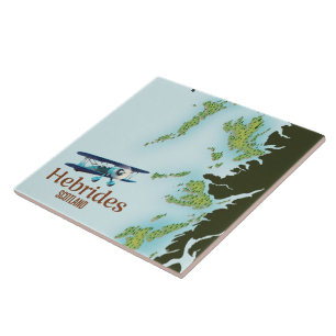 Azulejo De Cerâmica Mapa de viagem das Hébridas Escócia.