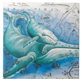 Azulejo De Cerâmica Mapa de Vintage da Família Humpback