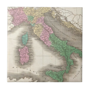 Azulejo De Cerâmica Mapa de Vintage da Itália (1827)