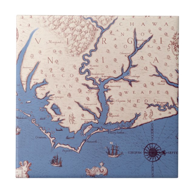 Azulejo De Cerâmica Mapa de Virgínia (Frente)