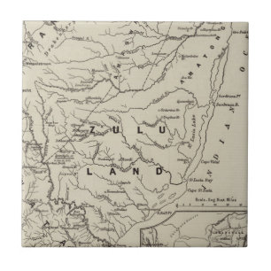 Azulejo De Cerâmica Mapa de Zululand com as fronteiras adjacentes