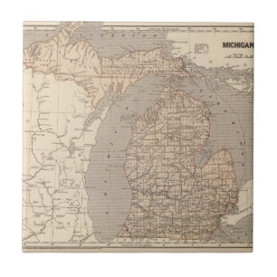 Azulejo De Cerâmica Mapa do atlas de Michigan