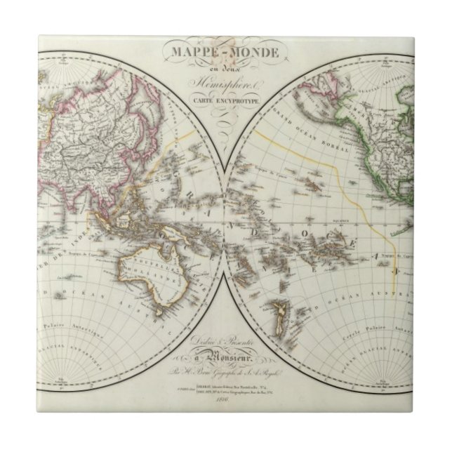 Azulejo De Cerâmica Mapa do atlas de Paris (Frente)