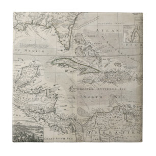 Azulejo De Cerâmica Mapa do das caraíbas 1715
