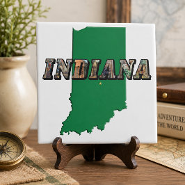 Azulejo De Cerâmica Mapa do Estado de Indiana Texto da Imagem