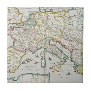 Azulejo De Cerâmica Mapa do império de Charlemagne