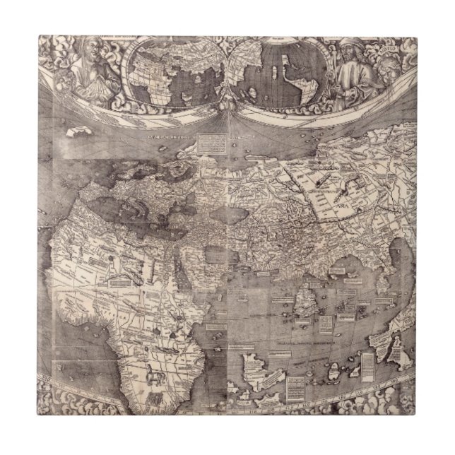 Azulejo De Cerâmica Mapa do mundo | 1507 (Frente)