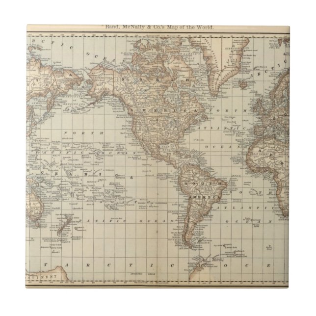 Azulejo De Cerâmica Mapa do mundo 2 (Frente)
