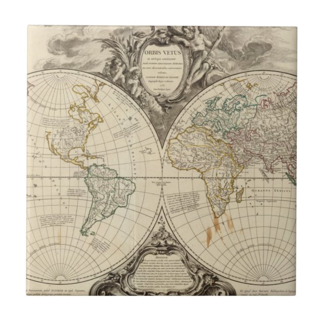 Azulejo De Cerâmica Mapa do mundo 8 (Frente)
