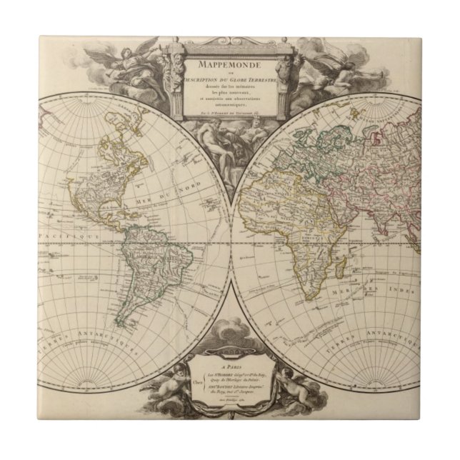 Azulejo De Cerâmica Mapa do mundo 9 (Frente)