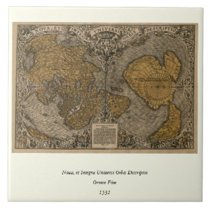 Azulejo De Cerâmica Mapa do mundo antigo do clássico 1531 pela multa