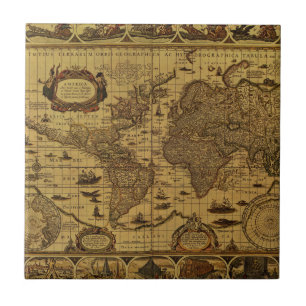Azulejo De Cerâmica Mapa do mundo antigo velho