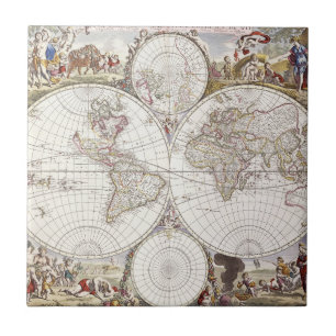 Azulejo De Cerâmica Mapa do mundo do atlas Maior