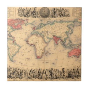 Azulejo De Cerâmica Mapa do mundo que mostra o Império Britânico